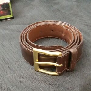 Men's Coach Brown Leather Belt with Gold Buckle